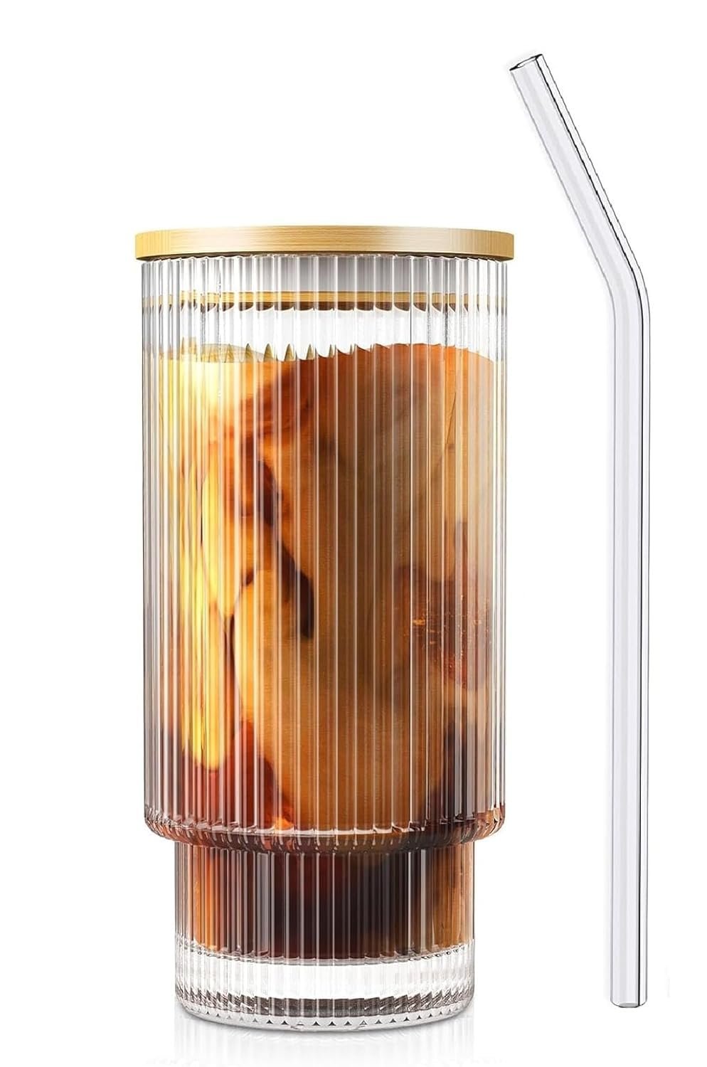 KiKiluxxa Glass Coffee Mug with Steel/Glass Straw Green Tea Sipper Tumbler Mugs with Lid – 330ml-Pack of 1- Travel Mug, Drinking Cup, Mason jar, Can Sipper,Milk Mugs,Juice Cup -(Pattaya Can 1)