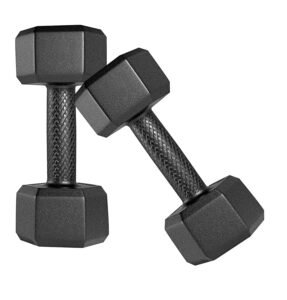 Amazon Brand – Symactive PVC 8 Kg Fixed Dumbbells Set for Full Body Workout (Set of 2, 4 Kg) | Black