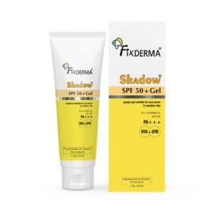 Fixderma Shadow Sunscreen SPF 50+ PA+++ Gel | Sunscreen SPF 50 for Oily, Acne Prone & Normal Skin | Broad Spectrum & UVA & UVB Protection | Lightweight | No White Cast | For Unisex – 75G