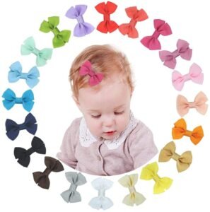 PALAY 20 Colors Baby Bow Hair Clips for Baby Girls Mini Hair Alligator Clip