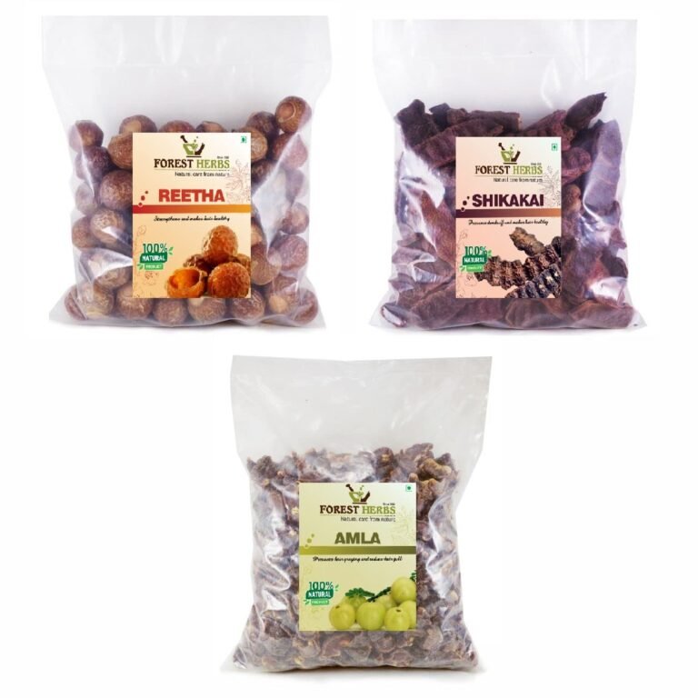 The Forest Herbs Natural Care From Nature Organic Whole Dried Amla, Reetha, Shikakai Raw Form for Hair Care Combo Each 200Gms