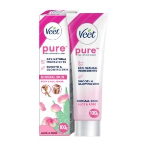 Veet Pure Hair Removal Cream for Women For Normal Skin – 100g | Suitable for Legs, Underarms, BikinI, Arms | Long Lasting Smoothness | Derma Tested