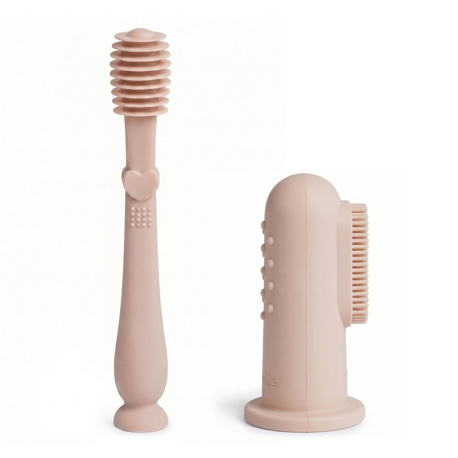 Moonkie Baby Finger Manual Toothbrush Tongue Oral Cleaner Kit For 3 Months +, 2 Pcs (Blush)