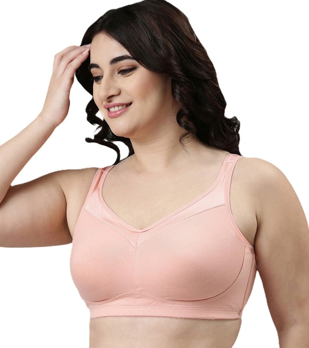 Enamor Full Support Super Lift Women’s Cotton Everyday Minimizer Bra – Non Padded, Wirefree, Full Coverage – A112 (Available in Plus Sizes)