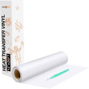 Heat Transfer Vinyl White HTV Rolls – 12″ x 20ft White Iron on Vinyl for Cricut & Silhouette Cameo, White HTV Vinyl for Shirts – Easy to Cut & Weed for DIY Heat Vinyl Design