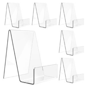 Aredpoook 6 Pack Clear Acrylic Book Stand, Display Easel for Books, Albums, CDs, Magazines, Artworks, Tablets