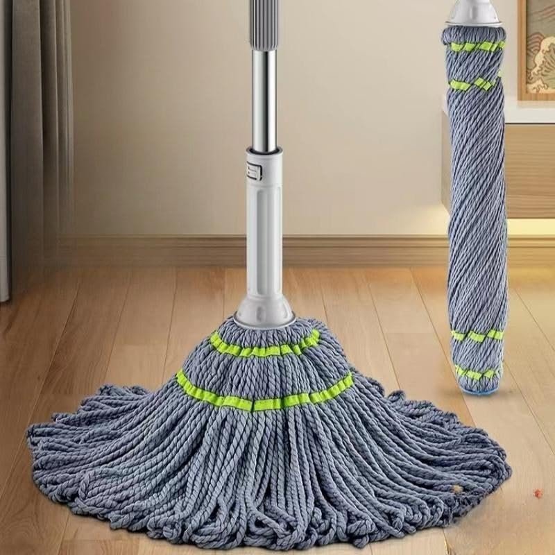 Microfiber Twist Mop with Long Handle | Super Absorbent Floor Cleaning Mop | Easy Twist Wringing Wet & Dry Cleaner for Tile, Marble, Granite & Wooden Floors | Kitchen & Bathroom Cleaniing