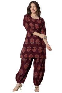 rytras Women Women’s Pure Cotton Printed Straight Kurta Set with Palazzo Pants
