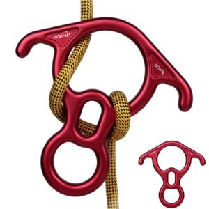 50KN Rescue Figure, 8 Descender Large Bent-Ear Belaying and Rappelling Gear Belay Device Climbing for Rock Climbing Peak Rescue 7075 Aluminum Alloy