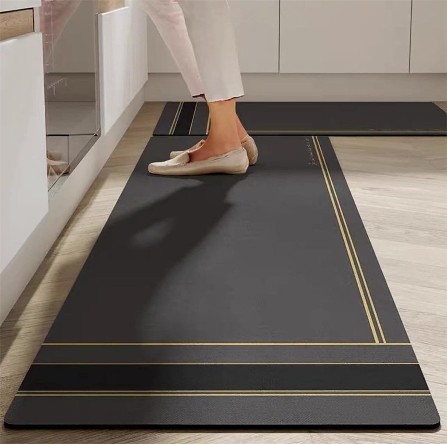 TEKCOOL 2 Pcs Kitchen Mats Set – Waterproof Memory Foam Anti-Fatigue Mat Non-Slip Rug for Kitchen, Sink, Laundry & Home Office – 120×40 cm + 40×60 cm