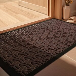 Polypropylene Anti Slip Floor Door Mat Bathmat with Rubber Backing for Home Living Room Bedroom Entrance (60×40 cm, Brown)