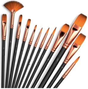 Eclet Set of 12 Professional Artist Paint Brush for Kids, Adults Fabulous for Canvas, Watercolor & Fabric – for Beginners and Professionals – Great for Water, Oil or Acrylic Painting