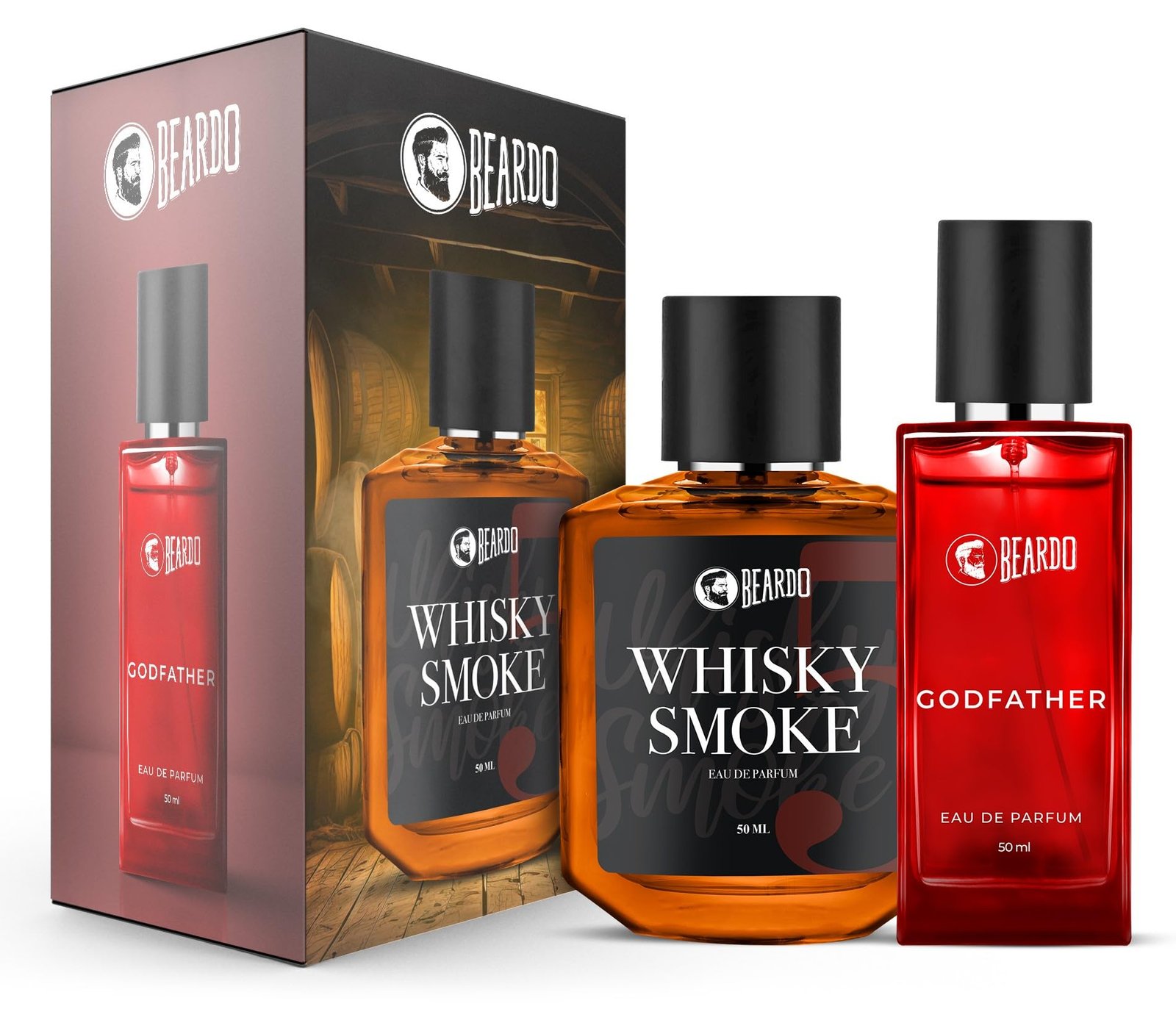 BEARDO Whisky Smoke & Godfather Perfume Giftset for Man (50 Ml X 2)|Spicy, Woody & Aromatic|Long Lasting Fragrance |Perfume for Men |Premium Perfume | Giftset for Men