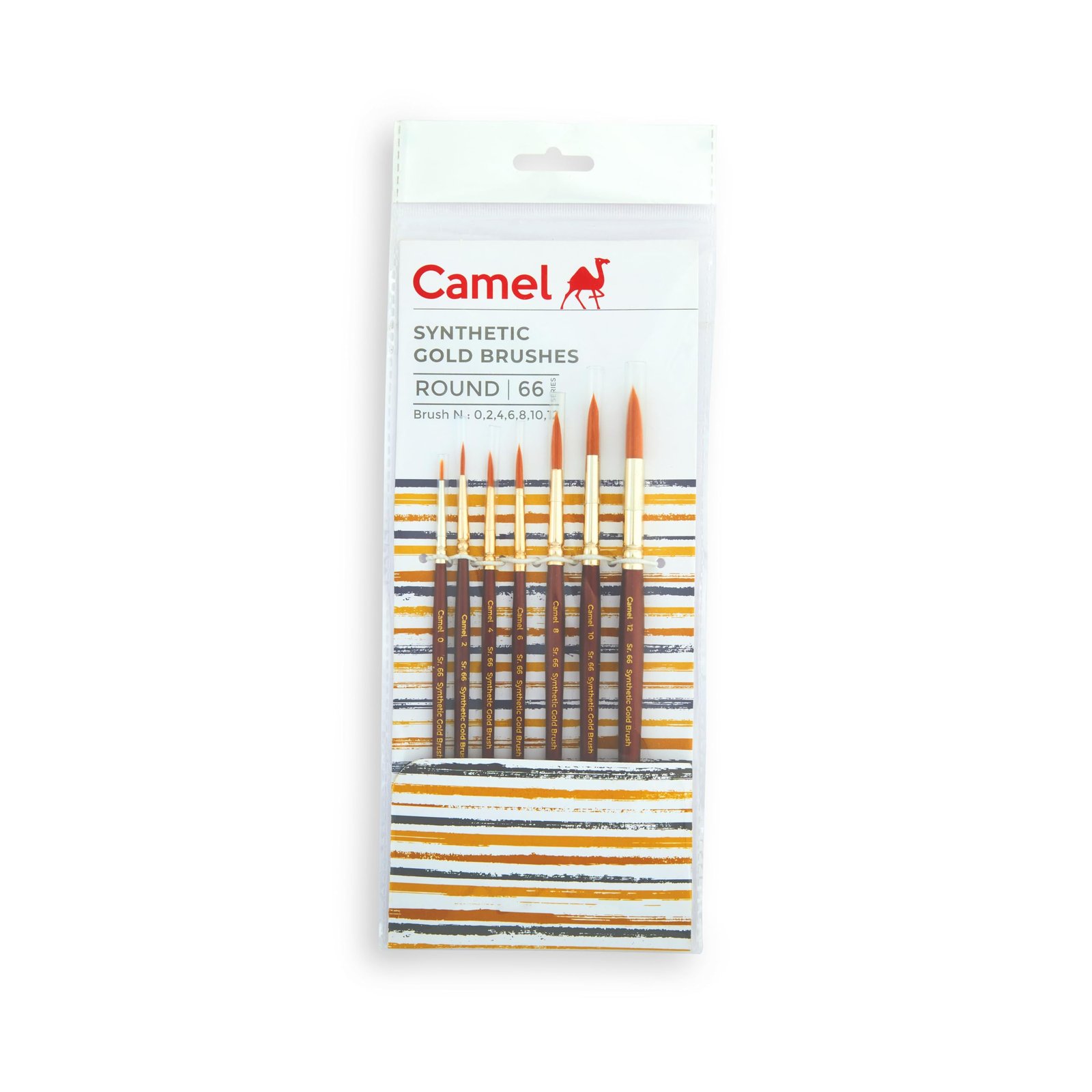Camel Paint Brush Series 66 – Round Synthetic Gold, Set of 7