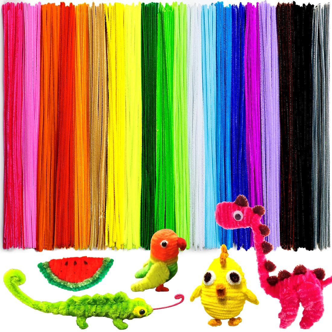 200 Pcs Pipe Cleaners, 20 Colors Pipe Cleaners Bulk for Crafts