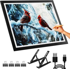 DONPODER A3 Light Board with Stand Diamond Painting Light Pad, Tracing Light Box Anti-Mistouch Physical Button Stepless Dimming Diamond Art for Animation Sketching (A3+Stand)