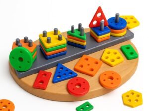 Novo Baby Smart Activity Fun&Learning Blocks Geometrics, Educational & Learning Sorter Toys, Color Choose Stacking Game for Kids Baby, 1 2 3+ Year Activity Toys (Geometric Block)