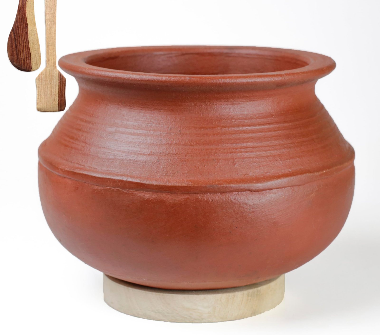 Craftsman India Online Clay Uncoated Rice Handi/Earthen/Mud/Mitti Pot for Cooking and Serving 1 liter | Red