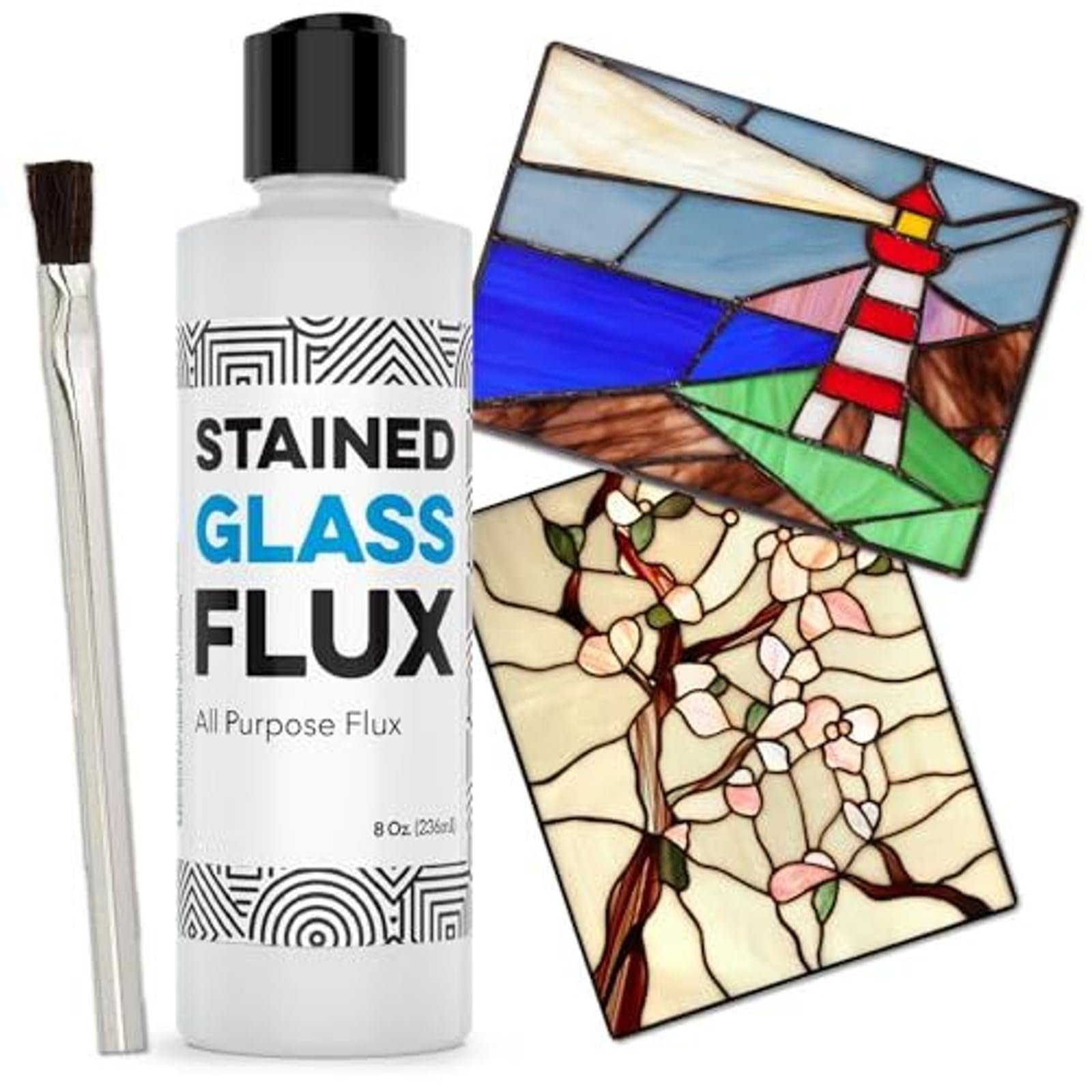 8oz Liquid Zinc Flux for Stained Glass, Soldering Work, Glass Repair and more – Easy Clean Up – Made in USA