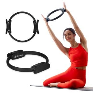 Gaiam Pilates Ring 15″ Fitness Circle – Lightweight & Durable Foam Padded Handles | Flexible Resistance Exercise Equipment for Toning Arms, Thighs/Legs & Core, Black