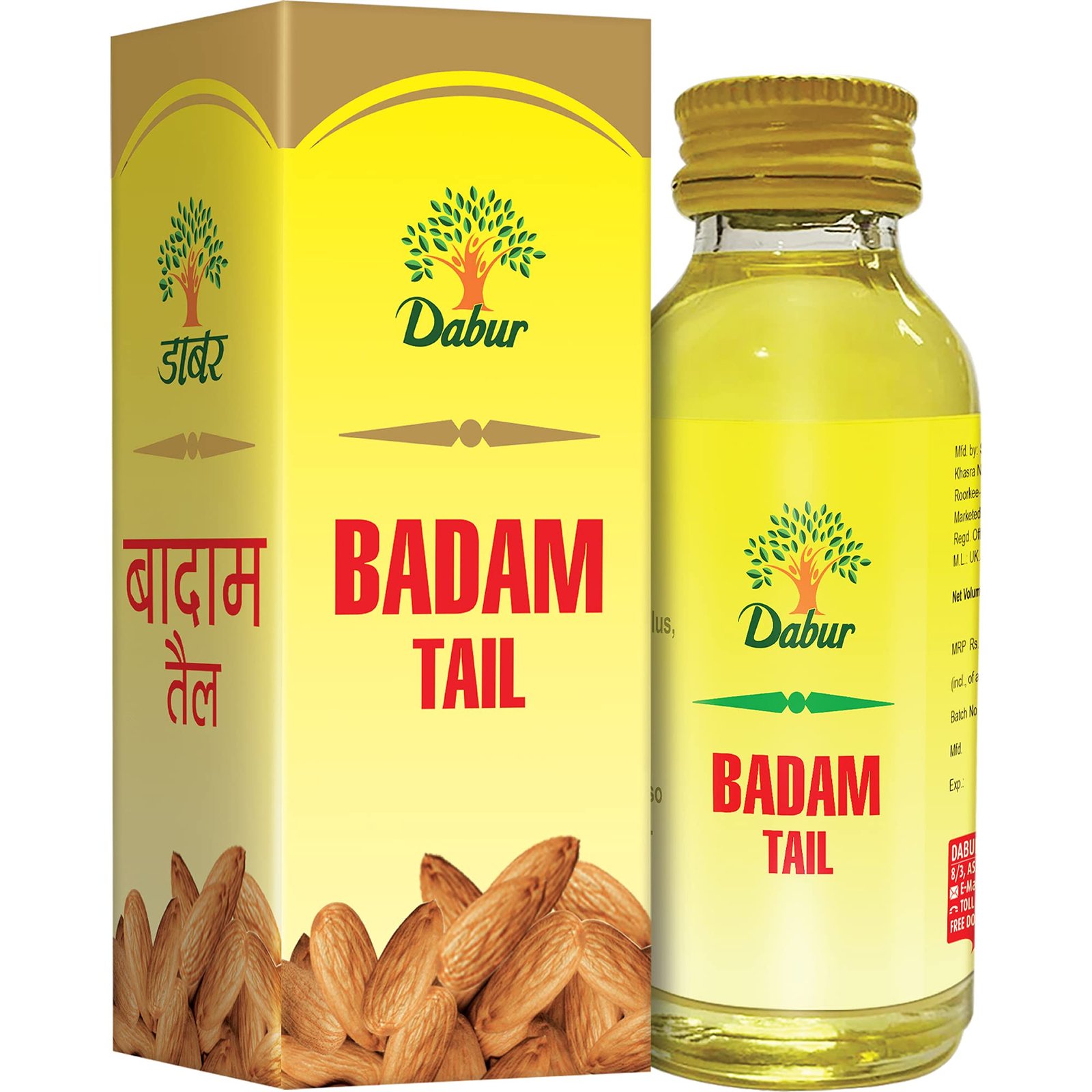 Dabur Badam Tail : Sweet Almond Oil | Rich in Vitamin -E for Healthy Skin , Hair and Body – 100ml