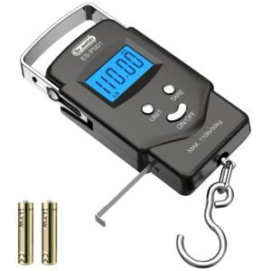 Dr.Meter Fishing Electronic Weighing Scales, Ps01 Balance Digital Postal Hanging Hook Scale with Measuring Tape Backlit Lcd Display