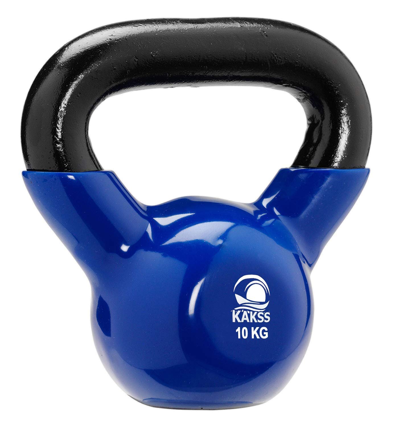 KAKSS Half Coating Vinyl Kettlebell, 10kg Blue Cast Iron Kettle Bell with Non-Slip Grip Handle for Strength Training, Home Gym Workout Equipment for Men & Women (Proudly Made in India)