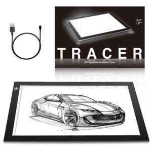 ME456 A2 Size LED Light Box 17×24 Inch Light Pad 12VDC Power Light Table for Tracing Black Black A4