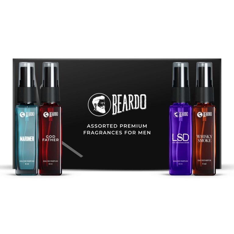 Beardo Perfume for Men – Premium Giftset 4x8ml | Black Musk, Godfather, Dark Side & Whisky Smoke | Eau De Perfume | Strong & Long Lasting Fragrance | Rakhi Gift for Brother | Gift for boyfriend | Gift for Men | Gift for Brother