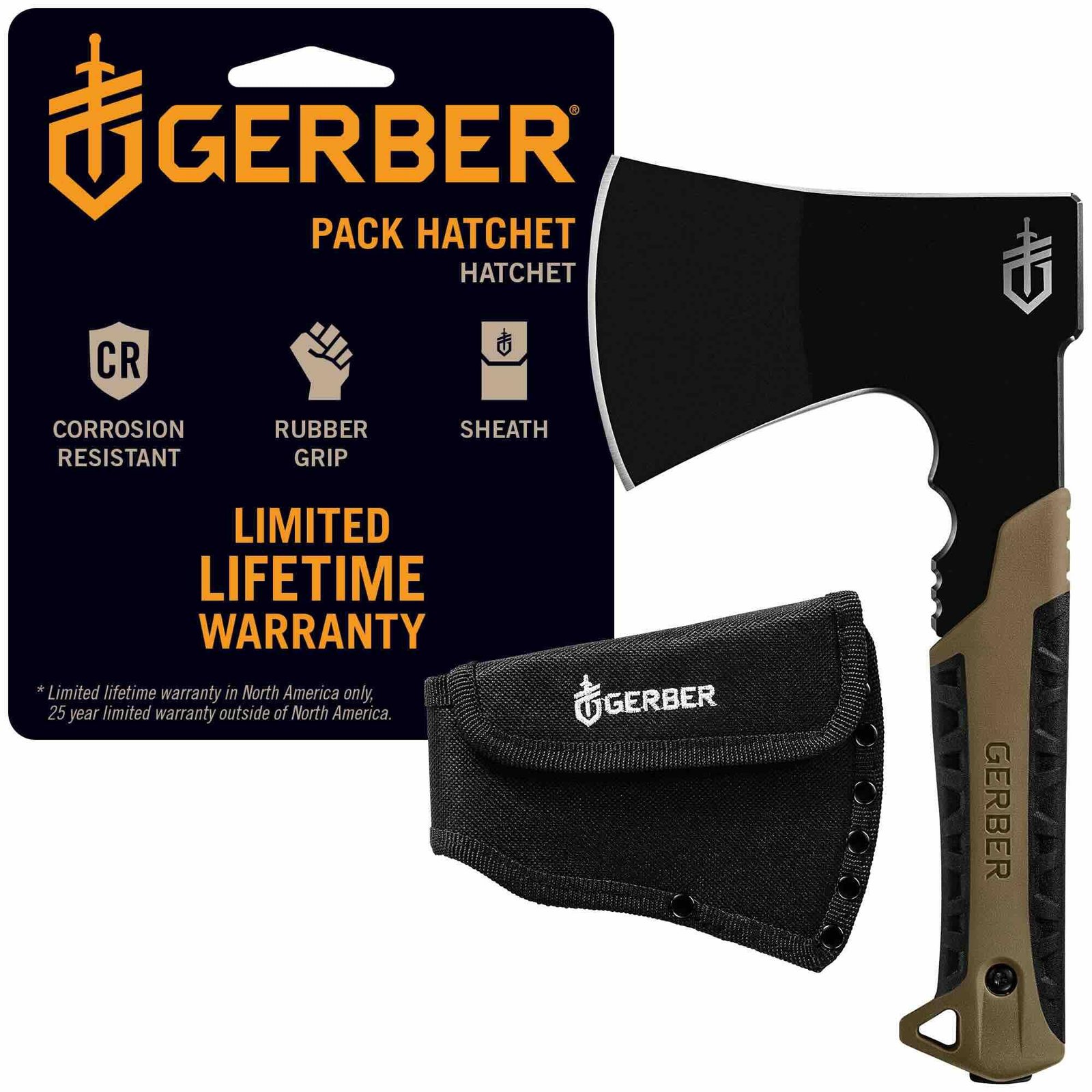 Gerber Pack Hatchet Camping Axe – Coyote Brown Handle/Black Blade [31