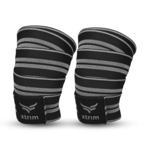 XTRIM Knee Support Wrap for Men & Women, 2 Mtr Long, Set of 2, Grey