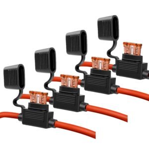 10 Gauge Fuse Holder – 10 AWG Inline Fuse Holder with 40 AMP ATC Blade Fuses (4pack)