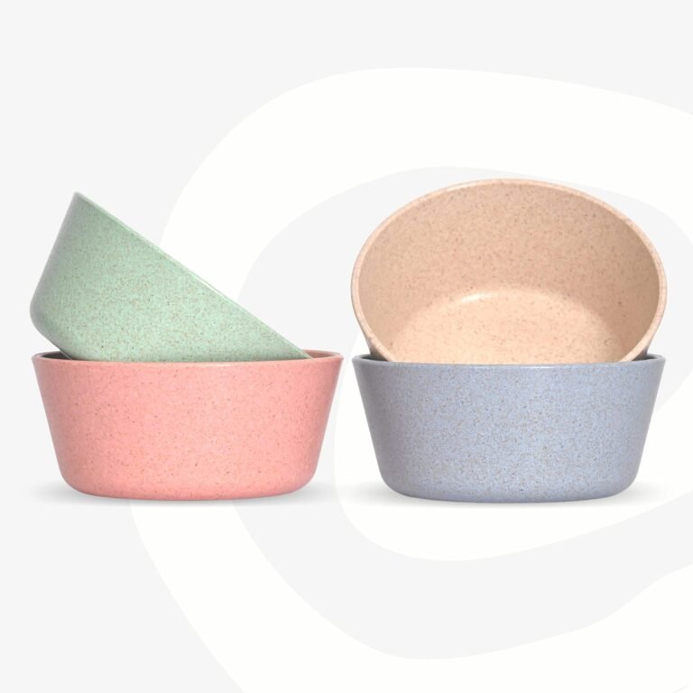 Eha Set of 4 Earth-Friendly Small Curry Bowls for Kitchen | 175 ml | Made with Bamboo Fibers & Rice Husk | Microwave Safe Bowl (Reheat Only) | for Hot & Cold Serving Bowl Set | Multicolor