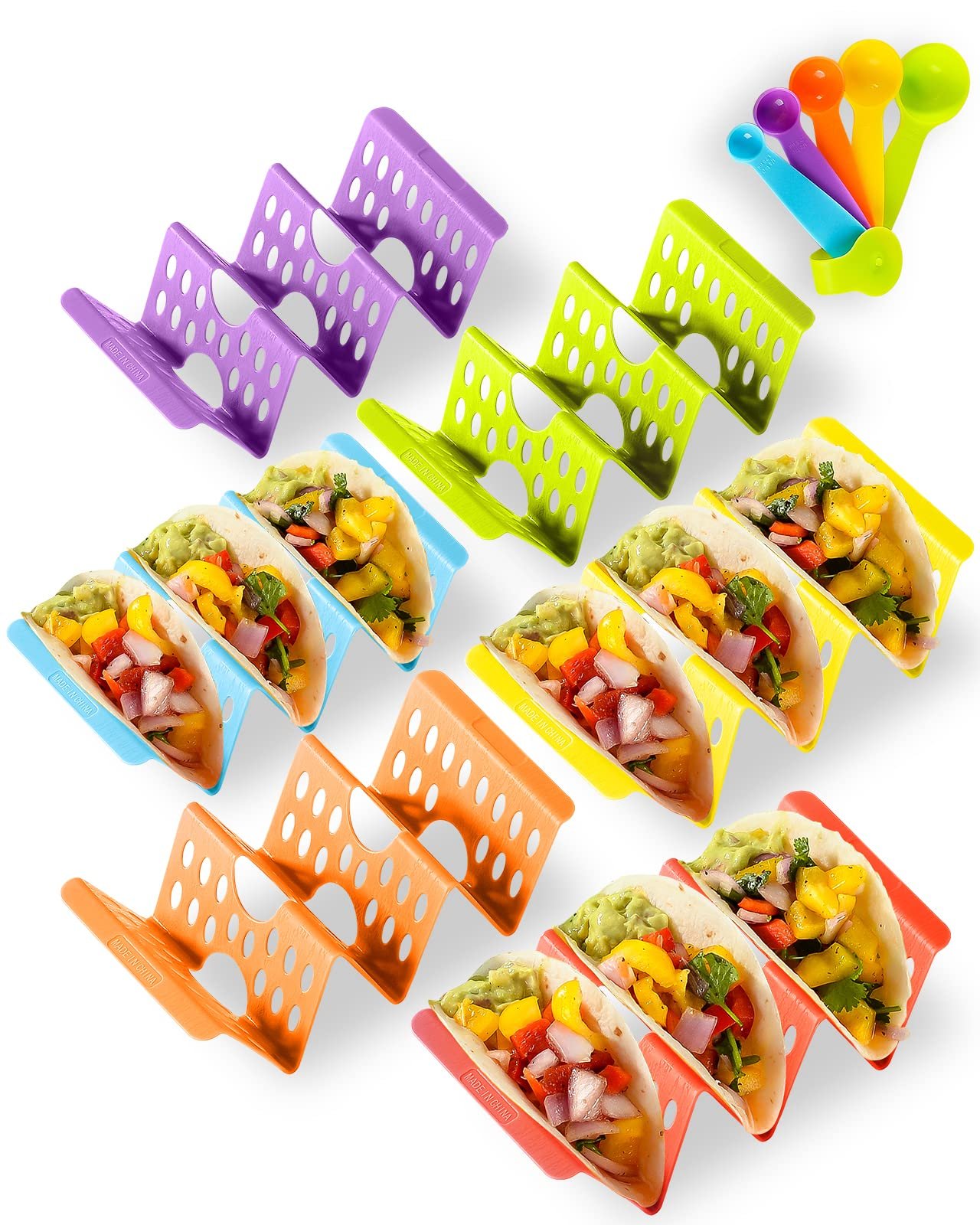 Taco Holder Stand Set of 6, Taco Shell Holders for 3 Tacos, Taco Rack Tray