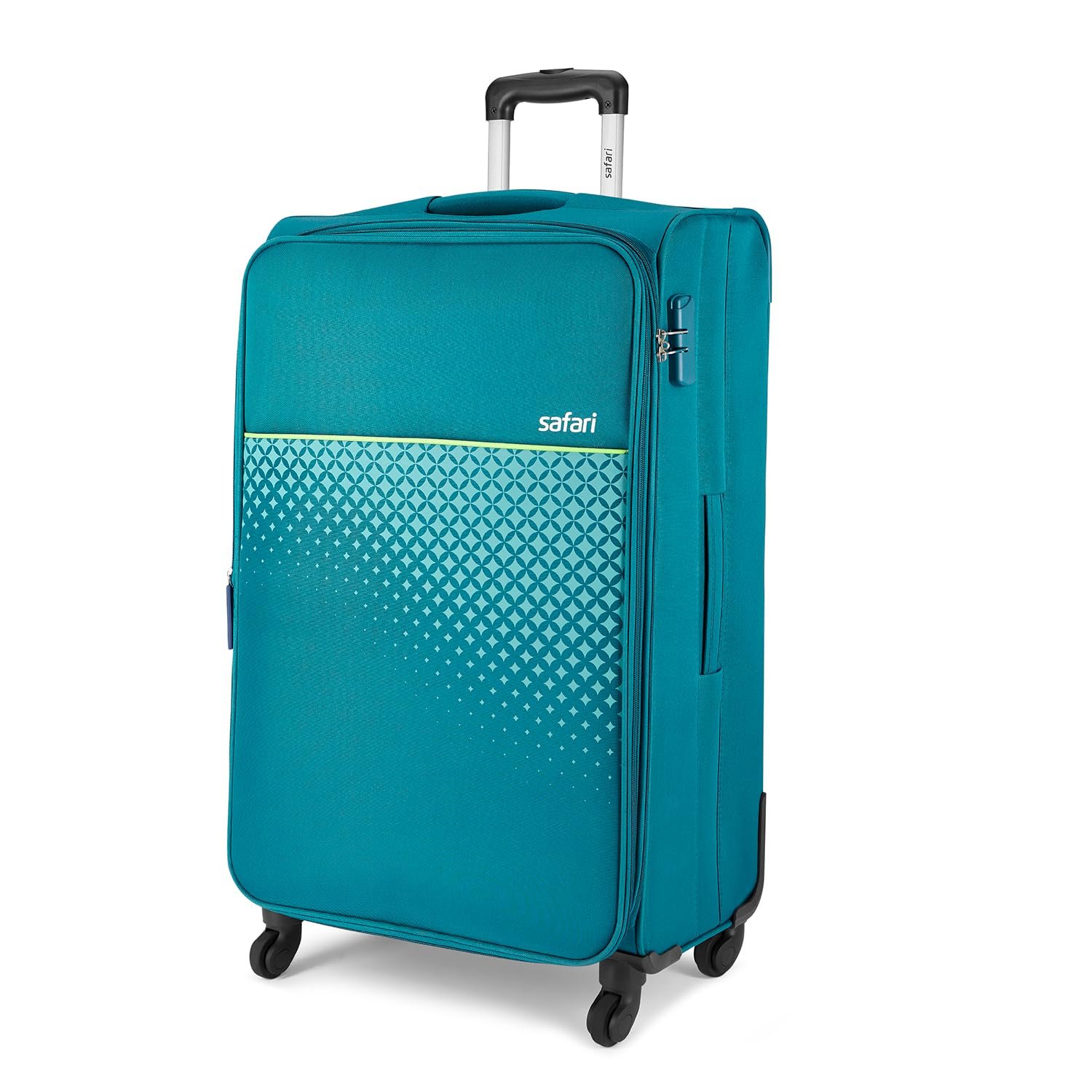 Safari Prisma Neo 77Cm Large Checkin Trolley Bag Polyester Expandable Soft Luggage, 4 Wheels 360 Degree Wheeling, Travel Bag, Suitcase for Travel, Trolley Bags for Travel Large Size, Teal