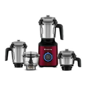 Atomberg Zenova Mixer Grinder For Kitchen | Intelligent BLDC Motor | Grinds Like 1000 Watt | Unique Coarse Mode for Silbatta Texture | 4 Jars With Chopper | Hands-Free | Safety Features | Red Wine