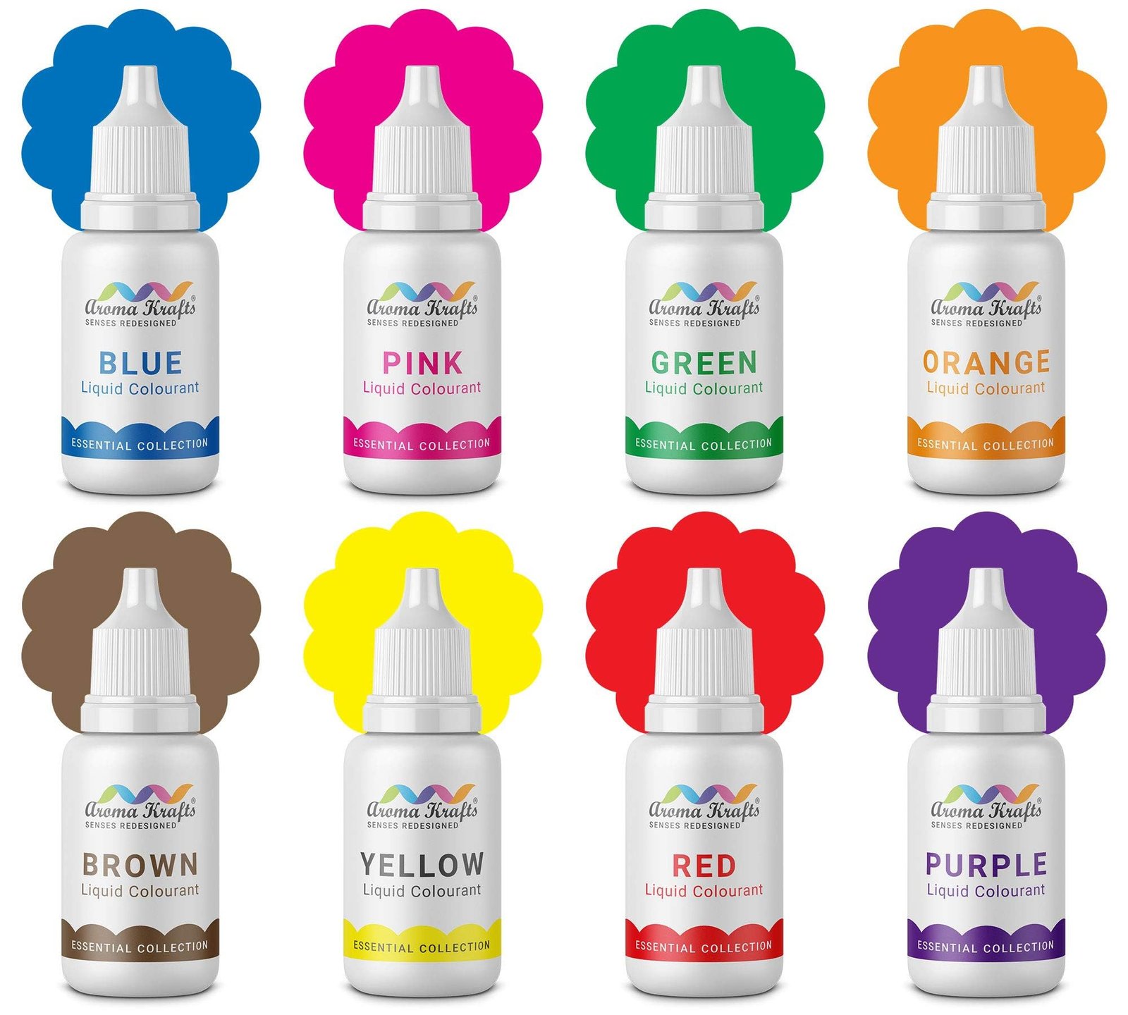 Aromakrafts® DIY Liquid Soap Making Colours for Melt & Pour Soaps – Set of 8 (15 ml Each)