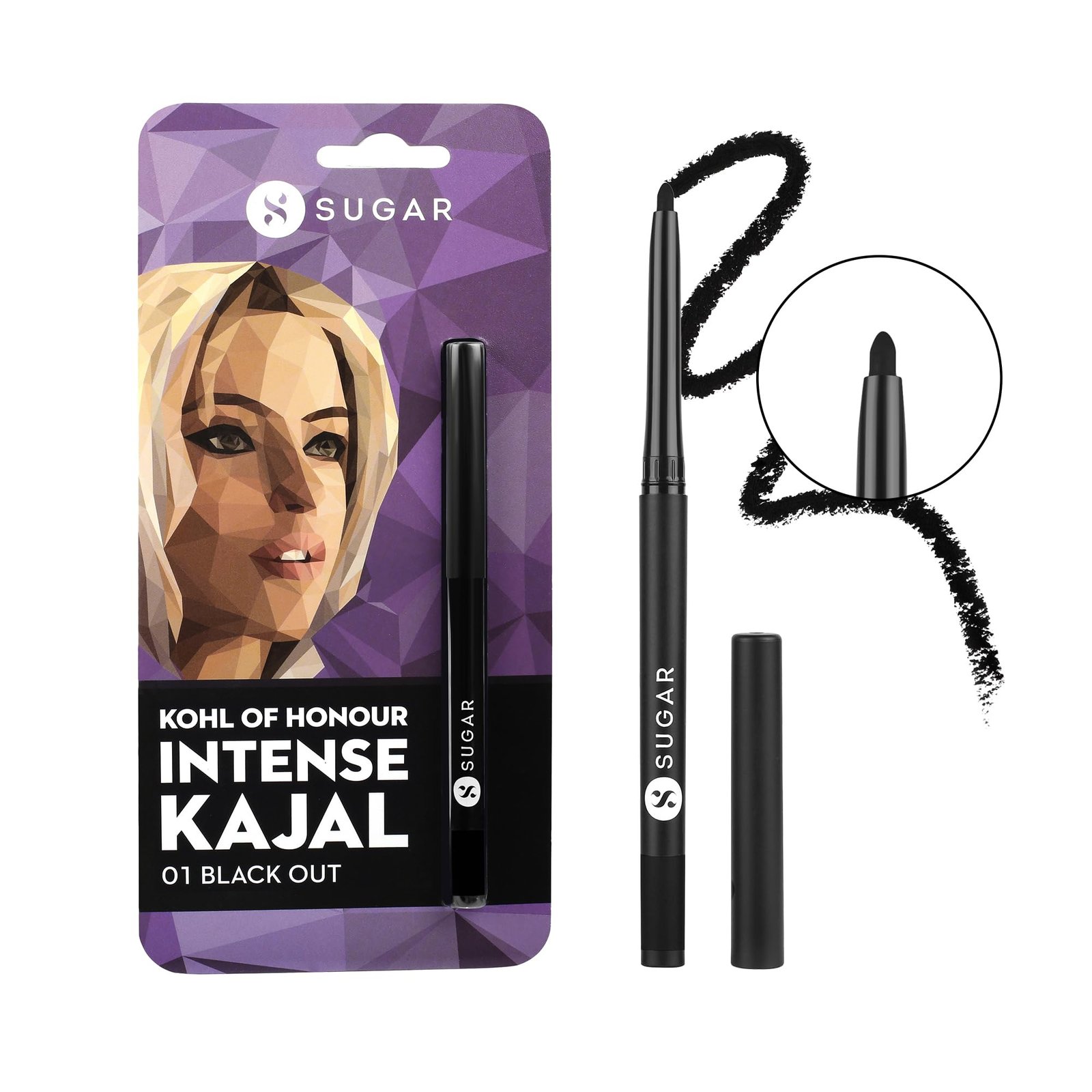 SUGAR Cosmetics Kohl Of Honour Intense Kajal Pencil for Women | Smudge Proof & Waterproof | Ophthalmologist Tested | Deep Pigmented in One Stroke | 12Hr Wear – 01 Black Out
