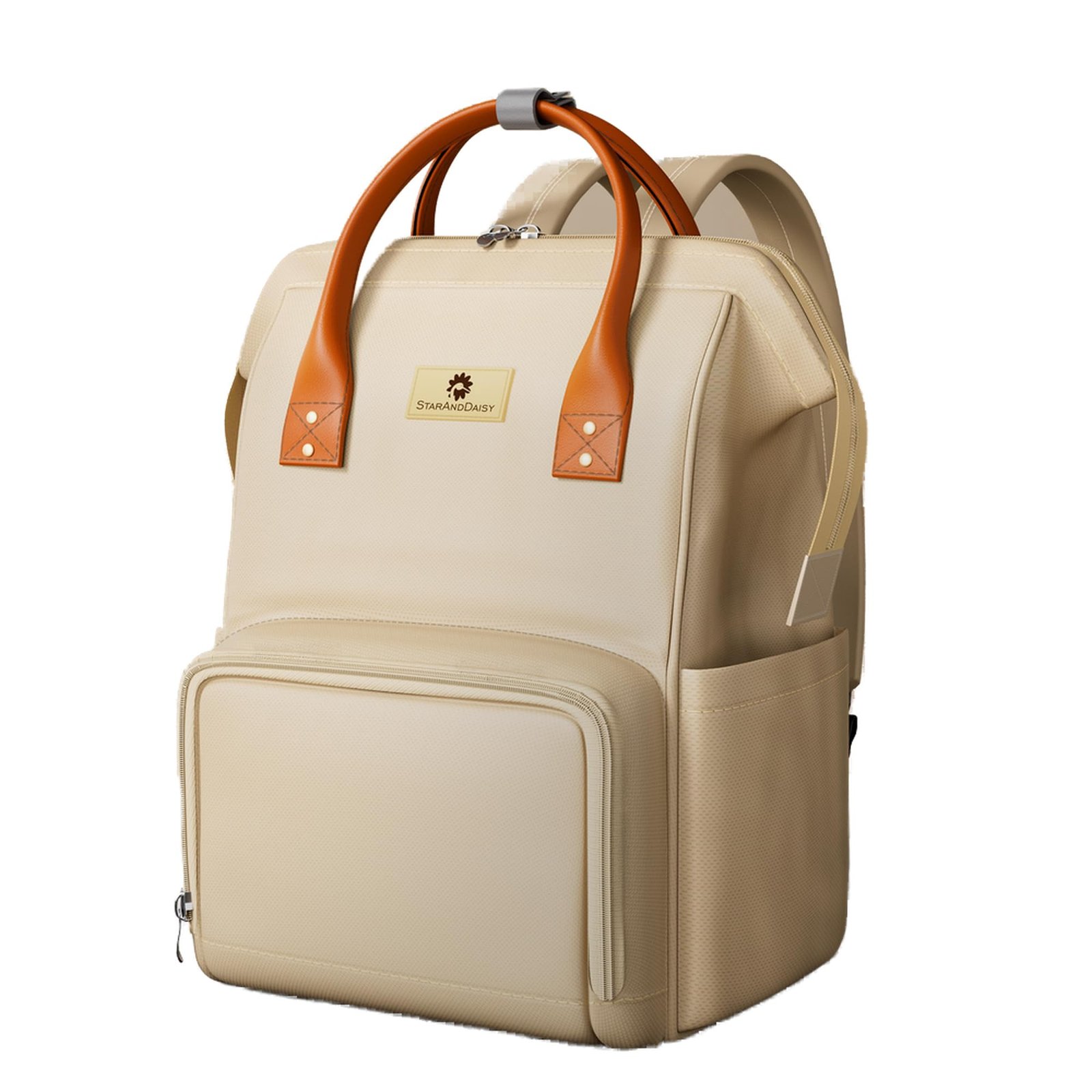 StarAndDaisy Diaper Backpack For Mothers For Travel/Diaper Bags For Mom With Multi Compartments, Insulated Bottle Pockets, Waterproof, Ultra Soft Oxford Fabric, 24Lt Capacity – Beige