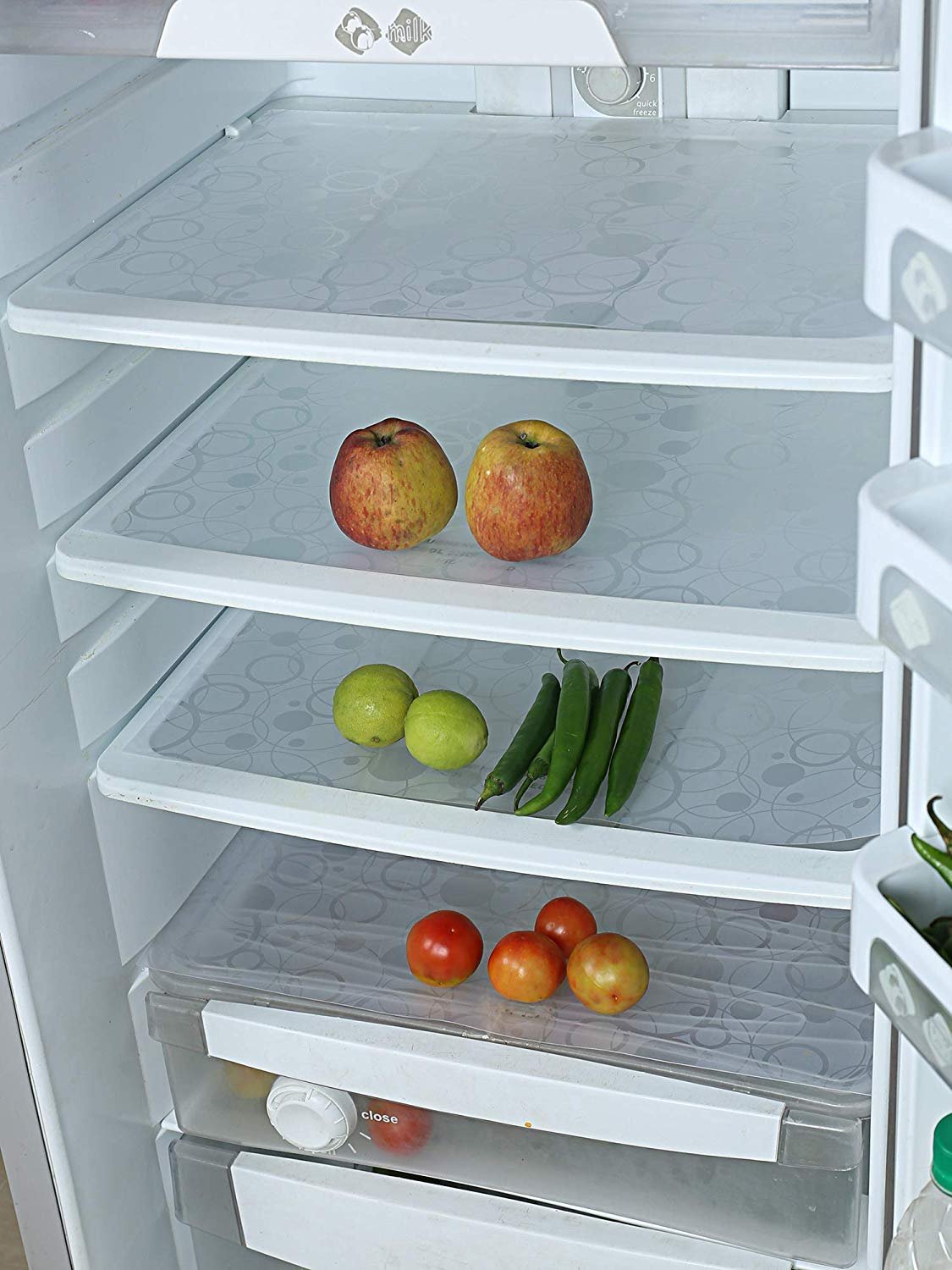Kuber Industries CTKTC6968 PVC Rectangular Fridge Mat Set (White) -6 Pieces