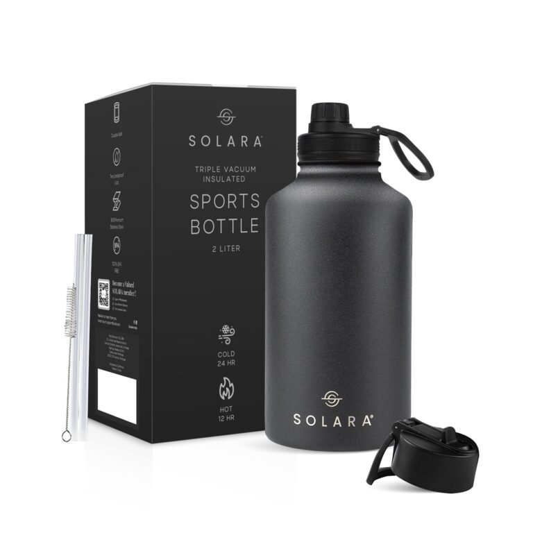 SOLARA Insulated Water Bottle 2000ml, Hot Water Bottle, Thermosteel Water Bottles for Travel, Home, Office, School, Gym, Adults, Water Bottle Hot and Cold, Sipper Bottle, Black Knight
