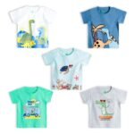 YUV Infant Baby Boys & Girls 100% Cotton Printed Multicolor Half Sleeve T Shirts – 0 to 24 Months Babies, Pack of 5