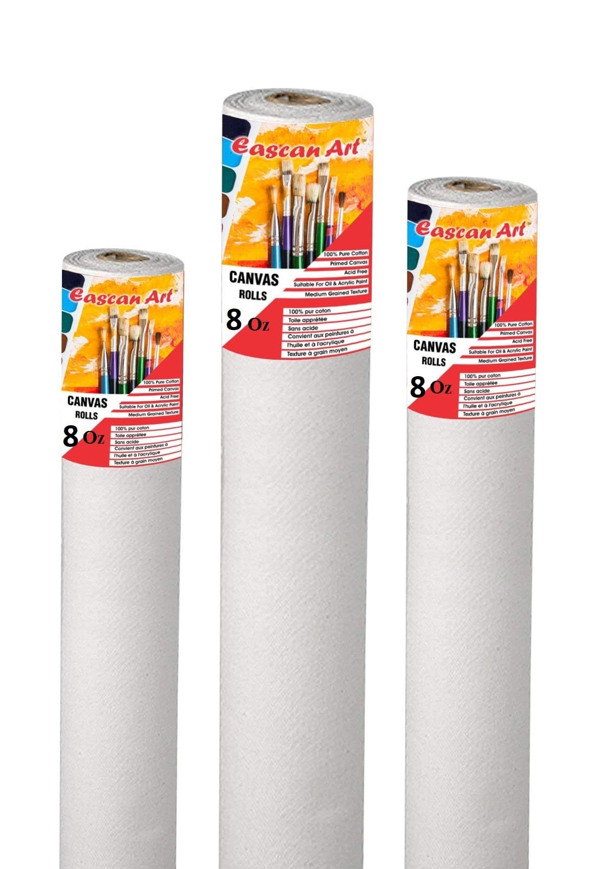 Painting Drawing and Sketch Accessories Primed Painting Canvas Roll 8 Oz (12″ x 5Mtr_White)