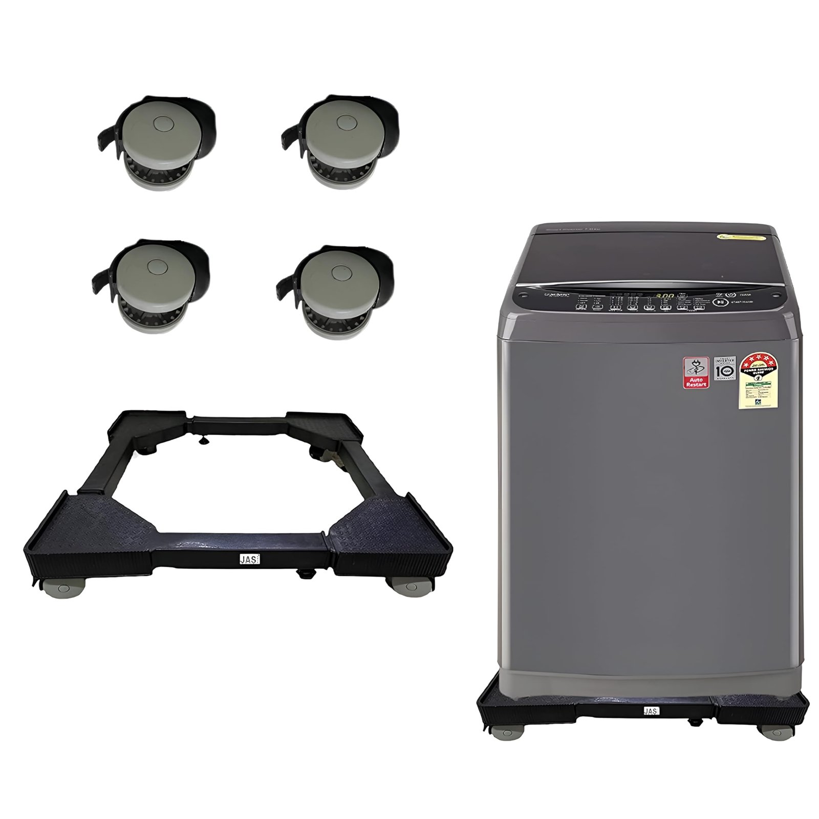 JASDONE ® Heavy Duty Adjustable Top Load Washing Machine Stand Trolley Compatible for LG 6kg, 6.5kg, 7kg, 7.5kg, 8kg,9kg, 10kg Water Proof (Suitable for TOPLOAD Washing Machine only)