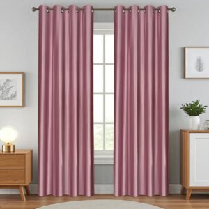 Exporthub 2 Piece Eyelet Polyester Door Curtain Set – 7ft, Burgundy