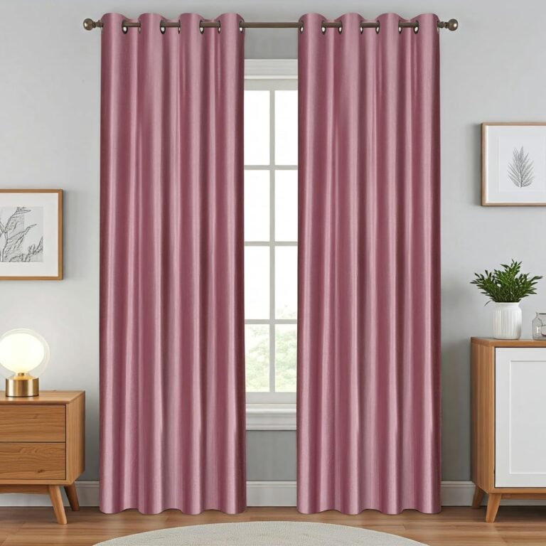 Exporthub 2 Piece Eyelet Polyester Door Curtain Set – 7ft, Burgundy