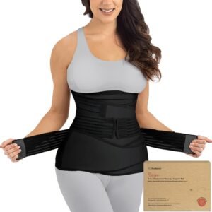3 in 1 Postpartum Belly Support Recovery Wrap ââ‚¬â€œ Postpartum Belly Band ââ‚¬â€œ After Birth Brace ââ‚¬â€œ Slimming Girdles ââ‚¬â€œ Body Shaper – Waist Shapewear ââ‚¬â€œ Post Surgery & Back Support – Pregnancy Belly Support Band (Midnight Black, One Size)