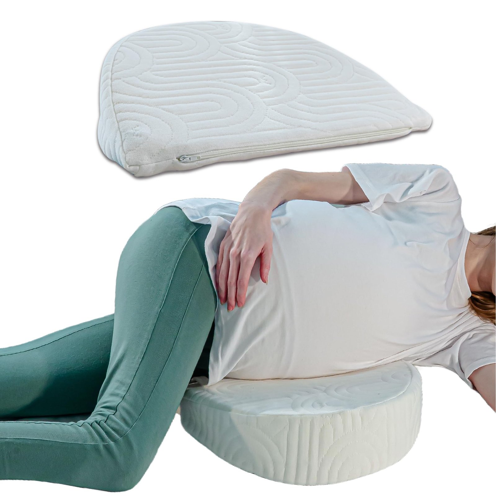 The White Willow Pregnancy Pillow for Women – Memory Foam Maternity Wedge for Belly & Back Support, Ideal Sleeping Pillow for First-Time Moms – Classic White