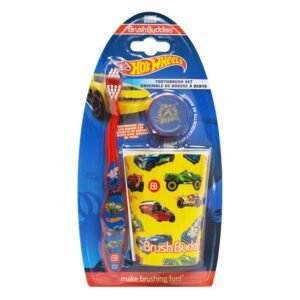 Brush Buddies Kid Hot Wheels Manual Toothbrush Set ( Toothbrush, Cap And Cup), 1 Piece,Assorted