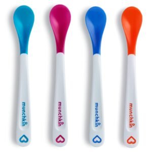 Munchkin White Hot Infant Safety Spoons (Multicolor, Pack of 4, Silicone), 1 cm